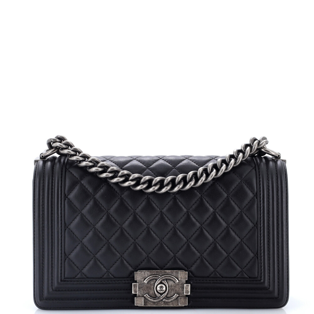 Chanel Old Medium Boy Flap Bag Quilted Lambskin